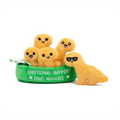 Peluches de peluche con los que se puede identificar apoyo emocional Dino Nuggies