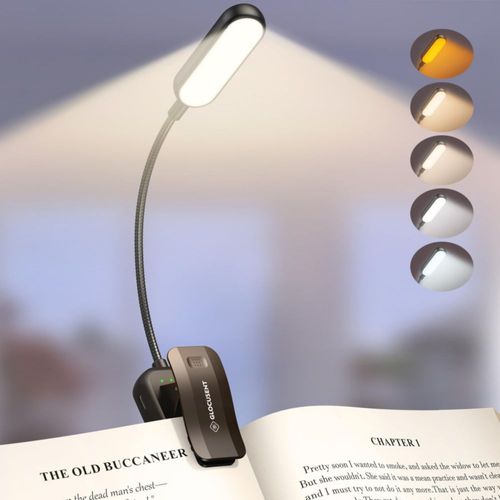 Lámpara de lectura Glocusent 20 LED para libros en la cama 1200 mAh