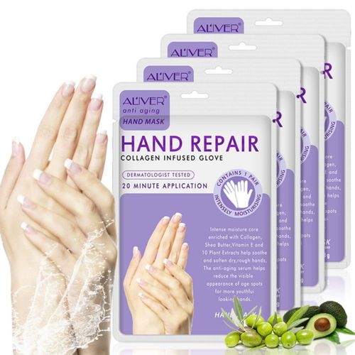 Guantes hidratantes AIQIUSHA máscara de spa para manos colágeno paquete de 4