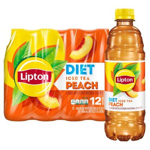 Botellas Lipton Diet Té helado de melocotón 500 ml (paquete de 12)