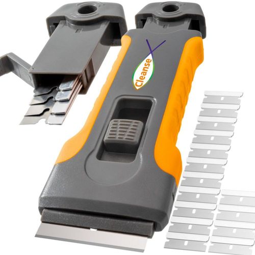 Espátula limpiadora Razor Blade con 15 cuchillas adicionales (gris)