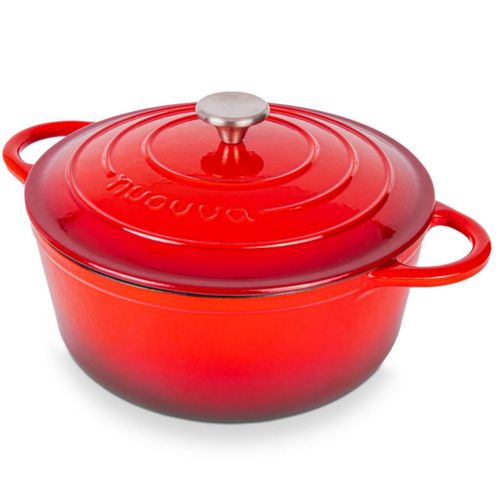 Olla holandesa Nuovva de hierro fundido esmaltado de 64 litros con tapa roja