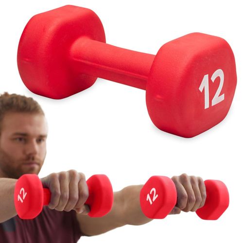 Mancuerna Gaiam con revestimiento de neopreno 54 kg color rojo