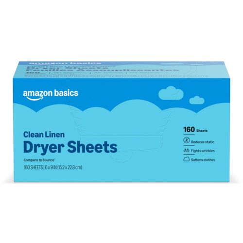 Sábanas para secadora Amazon Basics Clean Linen Scent 160 sábanas