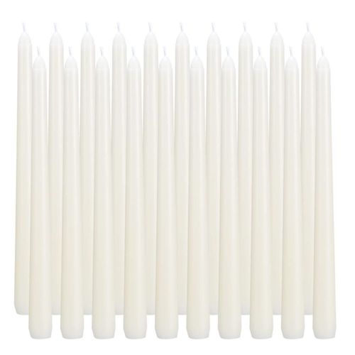 Juego de 40 velas Taper Candles flamecan color marfil 25 cm sin perfume de 7 a 8 horas