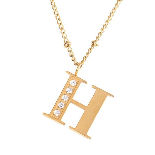 Collar luckyly acero inoxidable con baño de oro 14 k iniciales a - z olga dorado