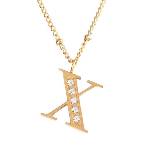 Collar luckyly acero inoxidable con baño de oro 14 k iniciales a - z olga dorado