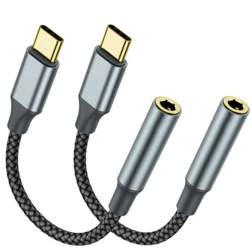 Adaptador USB-C a conector para auriculares de 35 mm TIPSEAN (paquete de 2) negro