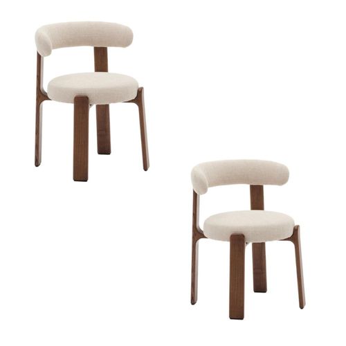 Ilios Innova | Sillas de Comedor Modernas de Madera con Asiento Acolchado en Tela, Set de 2 Sillas Diseño Minimalista para Comedor o Sala