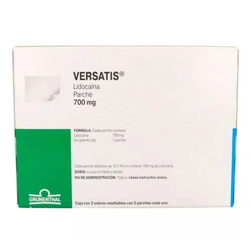 Lidocaína versatis 700 mg 3 sobres con 5 parches