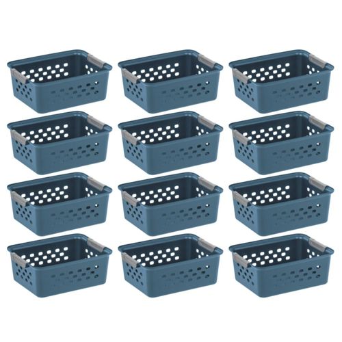 Cesta de almacenamiento IRIS USA de plástico 12 unidades tamaño pequeño azul marino 30 x 22 x 11
