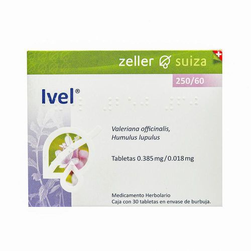 Medicamento herbolario ivel 250 mg 30 tabletas