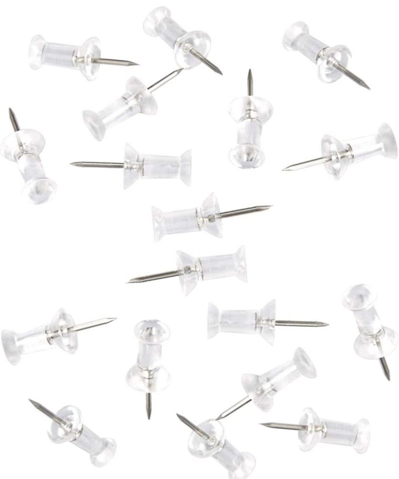 Push Pins 100 unidades cabeza de plástico transparente punta de acero 2 cm