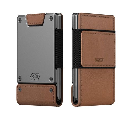 Wallet PROOF Legacy de cuero marrón granulado con RFID para hombre