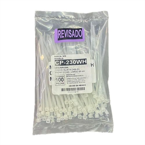 Bolsa con 100 cinchos sujeta cable ancho 2.5 largo 96mm
