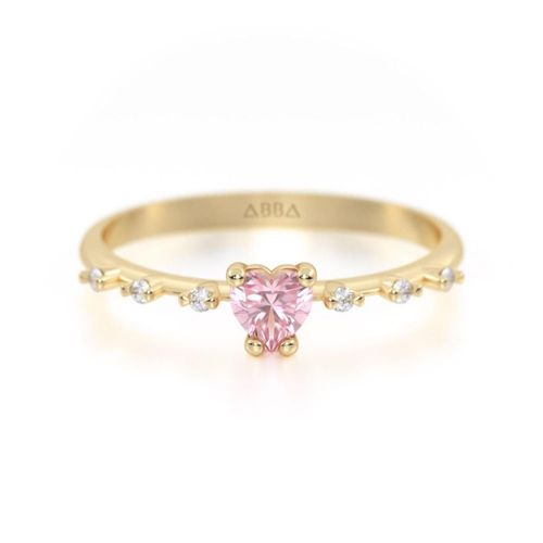 Promesa Dalia piedra Rosa Vintage 14K Oro Amarillo Abba Joyas