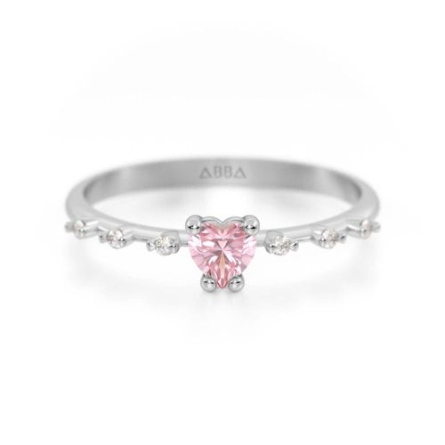 Promesa Dalia piedra Rosa Vintage 10K Oro Blanco Abba Joyas