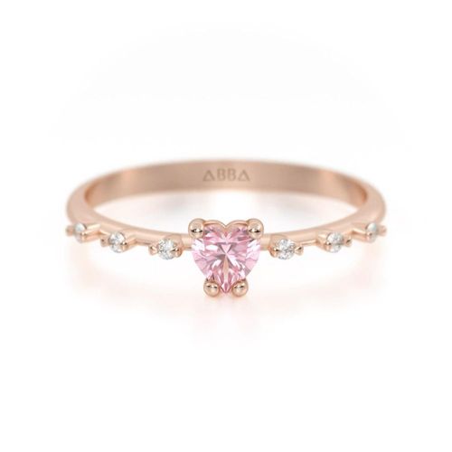Promesa Dalia piedra Rosa Vintage 10K Oro Rosa Abba Joyas