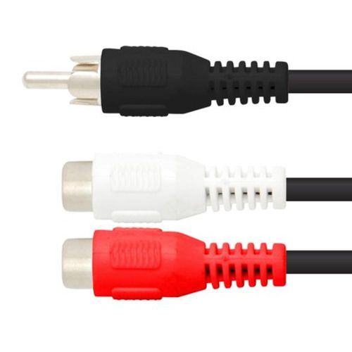 Extension de audio plug rca macho a 2 plugs rca hembras 15cm