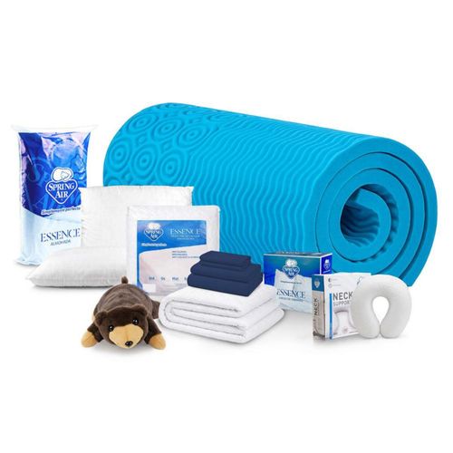 Set protector essence + 2 pack peach + sábanas QS + colchoneta + almohada de cuello + oso