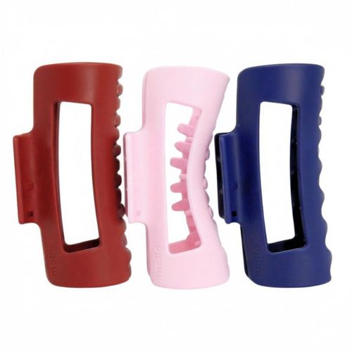 Pinza para el pelo Mello Squishy Clip paquete de 3 tamaño mediano (rosa/rojo/azul)