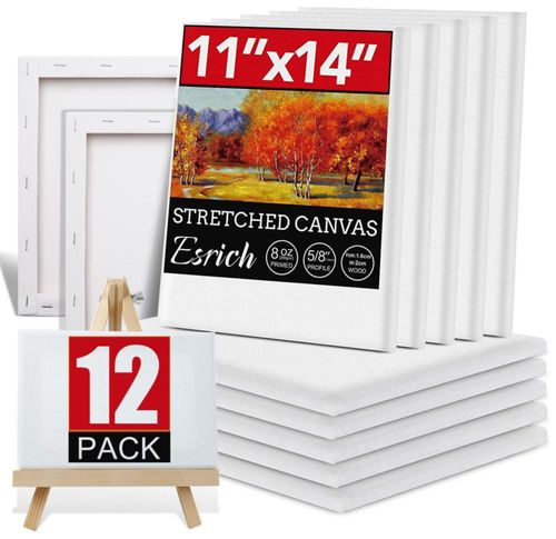 Set de lienzos estirados ESRICH de 11 x 14 pulgadas para pintura acrílica y al óleo