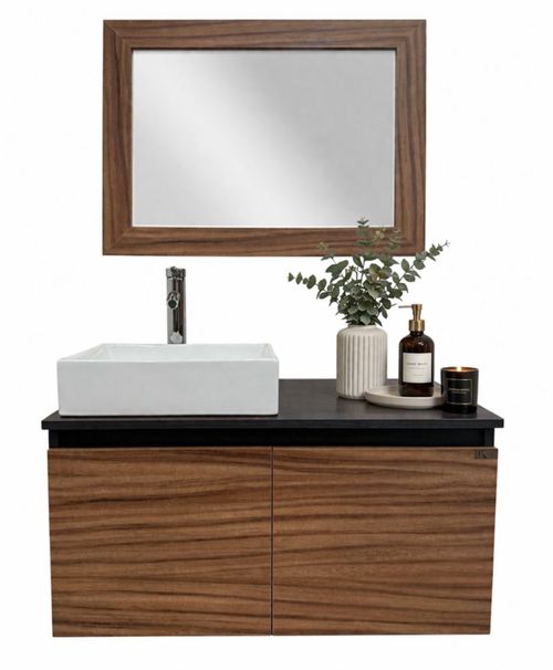 Kit Mueble Para Baño Picasso Dos Con Gabinete Lavabo Monomando Contra Y Espejo Diseño Moderno