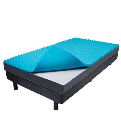 Colchoneta Cool Wave Individual de Memory Foam Coloca sobre el Colchón, Fresca y Con Ondas de Masaje