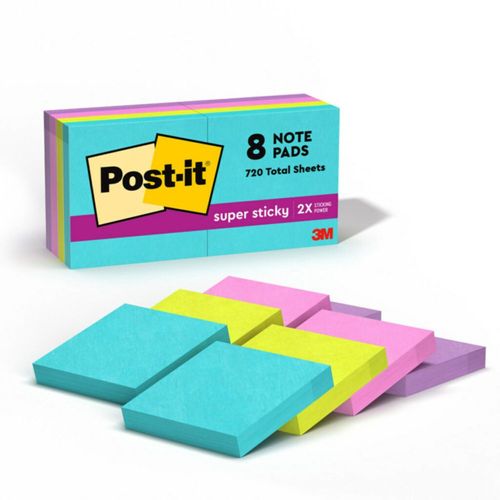 Notas adhesivas Post-it Super Sticky 8 blocs 48 x 48 cm