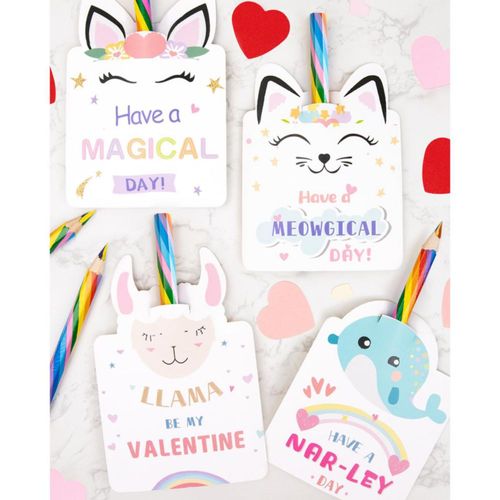 Tarjetas de San Valentín ORIENTAL CHERRY con 24 lápices arcoíris