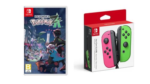 Controles Joy-Con Inalambricos L y R - Verde y Rosa + Nintendo Switch Juego Pokemon Legends Z-A Game