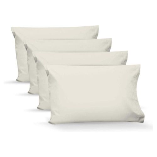 4 Fundas de Almohada Algodón Percal 200 Estándar Hueso