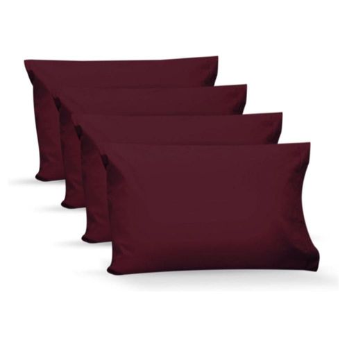 4 Fundas de Almohada Algodón Percal 200 Estándar Vino