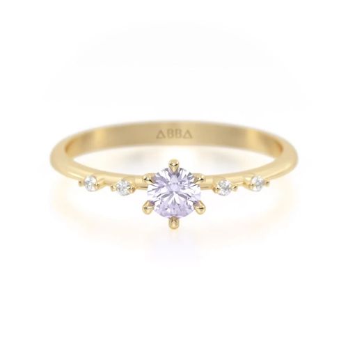 Promesa Jasmín piedra Lavanda 10K Oro Amarillo Abba Joyas