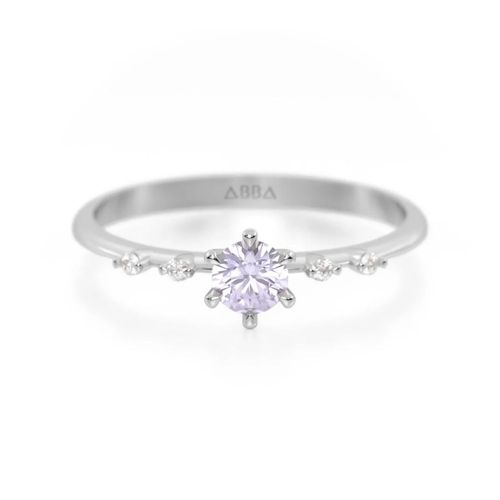 Promesa Jasmín piedra Lavanda 10K Oro Blanco Abba Joyas
