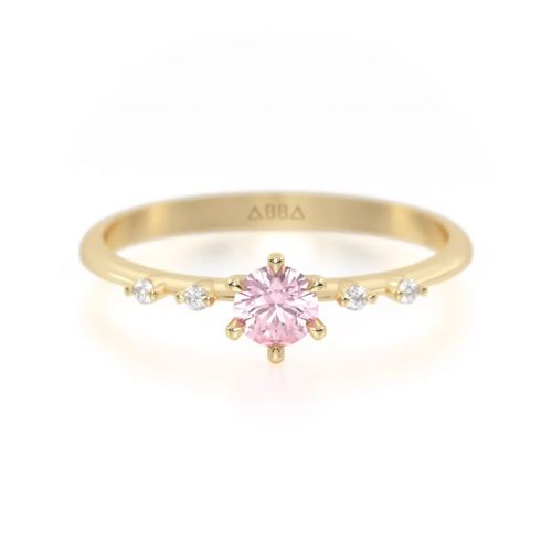 Promesa Jasmín piedra Rosa 10K Oro Amarillo Abba Joyas