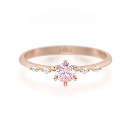 Promesa Jasmín piedra Rosa 14K Oro Rosa Abba Joyas