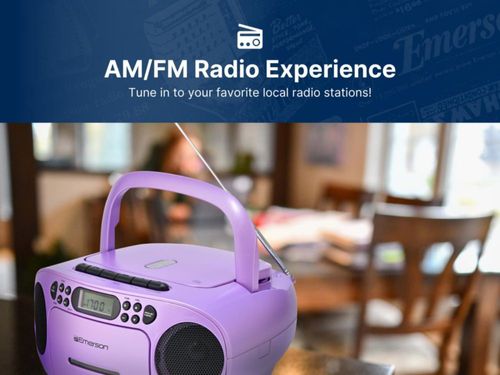 Boombox Emerson EPB-3003 Reproductor de CD, Casete, Radio AM/FM y Entrada Auxiliar