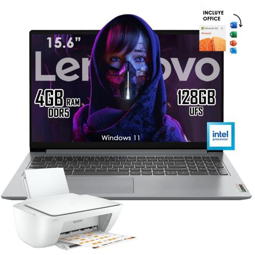 Laptop Lenovo Ideapad Slim 3 N100 128GB 4GB Ram ddr5 W11 + Impresora + Office 365