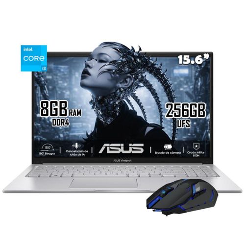 Laptop Asus Vivobook 15 Core i3 N305 256GB 8GB RAM con Mouse