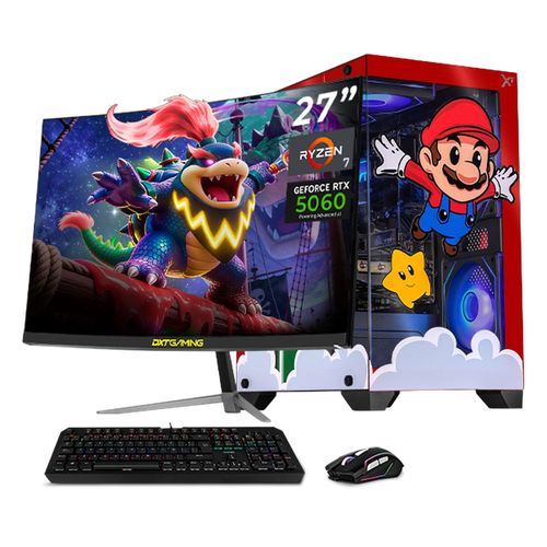 Xtreme pc rtx 5060 ryzen 7 16gb 1tb monitor 27 mario galaxy