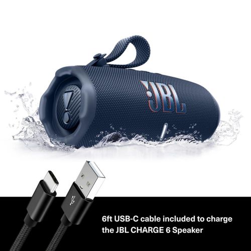 Bocina Bluetooth JBL Charge 6 azul con cable trenzado USB-C