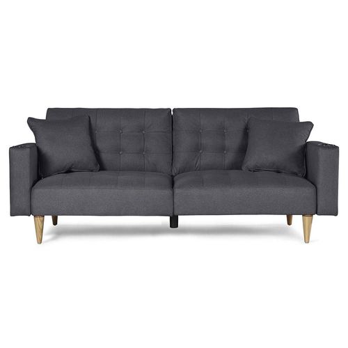 Sofá Cama Makora Maxim Con Soft Foam Gris Oxford Lino Respaldo Reclinable de 3 Posiciones