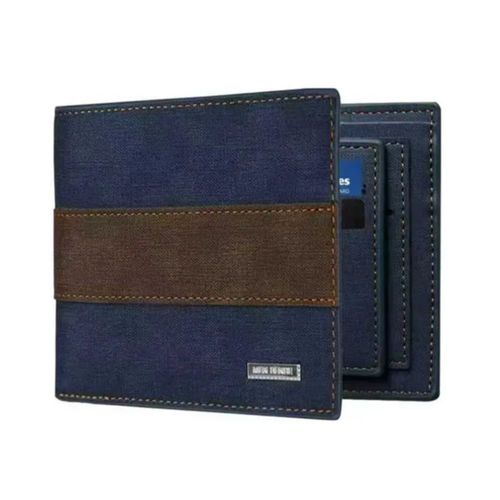 Cartera Billetera De Cuero Con Múltiples Tarjetas Para Hombre Color Azul