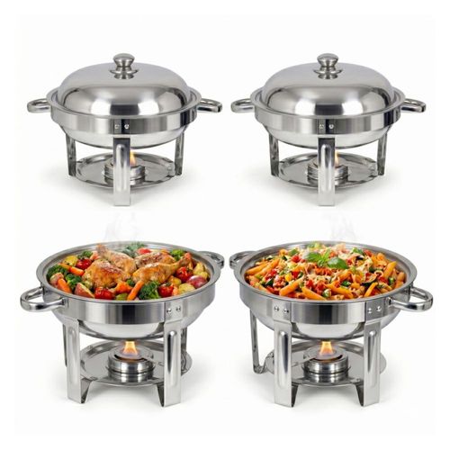 Bufetera Redonda Gutstark 75L Kit 4pz Acero Inoxidable Catering Buffet Eventos Comedor Calentador Alimentos Profesional Resistente Comercial