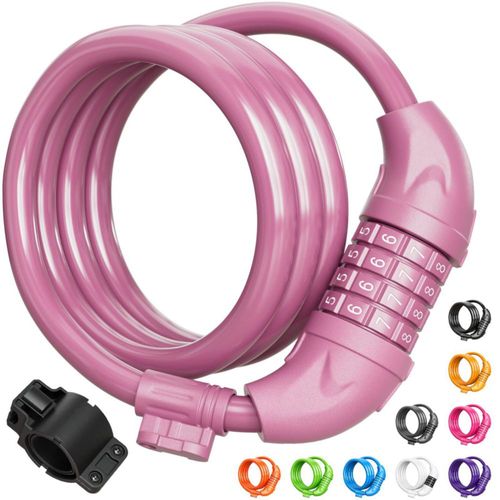 Candado para bicicleta Titanker cable de 12 cm 12 m combinación rosa