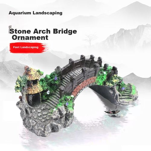Decoración para pecera Mengduxingchong puente arqueado resina 18x9x7.5 cm
