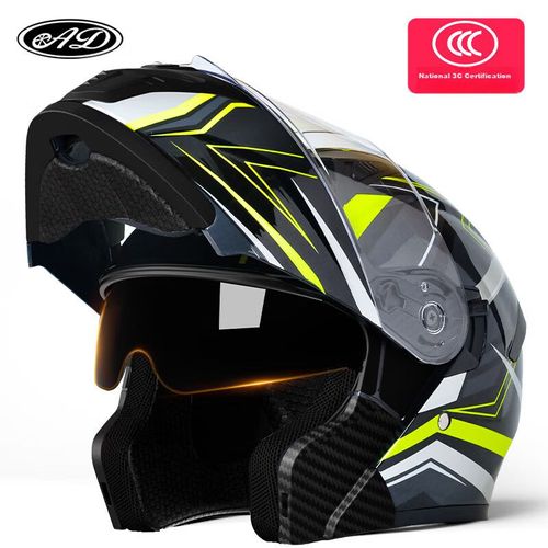 Casco abatible AD modelo K9 negro con flecha verde