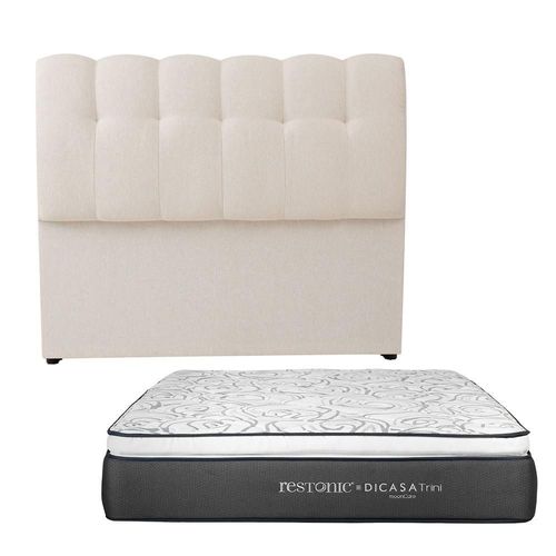 Cabecera Matrimonial Dicasa Nube Beige Claro + Colchón Trini CDZ