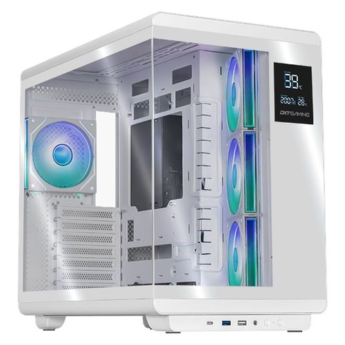 Gabinete dxt gaming titan x media torre 4 fan argb usb-c wh